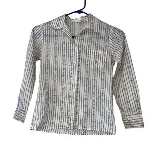 Vtg Brownie Girl Scouts trefoil Striped Button-Up Shirt Sz 10 uniform